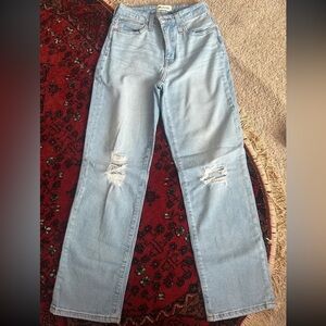 Madewell Light Blue Distressed straight Jeans